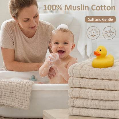 YOOFOSS Muslin Burp Cloths 100% Organic Cotton Baby Face towels 12 Pack Baby Washcloths for Showering 12"x12" Soft and Absorbent Baby Towels (Copy)