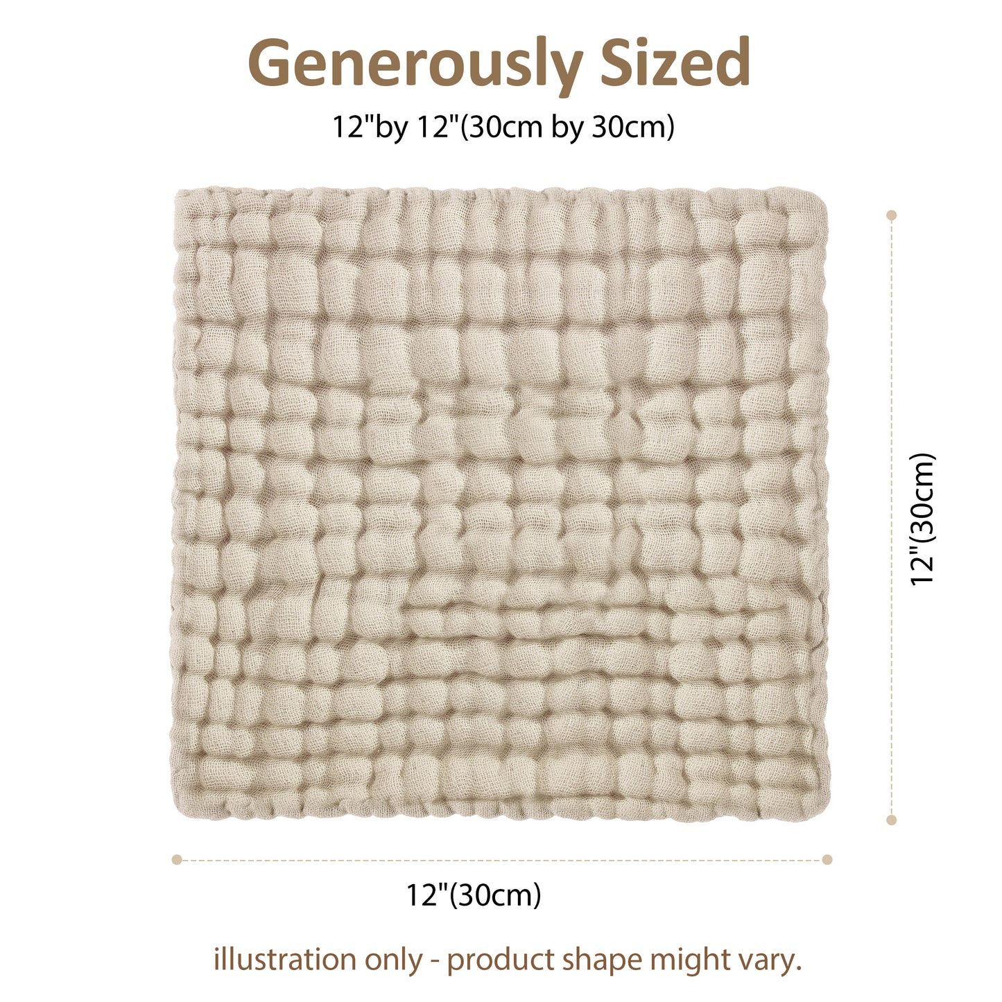 YOOFOSS Muslin Burp Cloths 100% Organic Cotton Baby Face towels 12 Pack Baby Washcloths for Showering 12"x12" Soft and Absorbent Baby Towels (Copy)