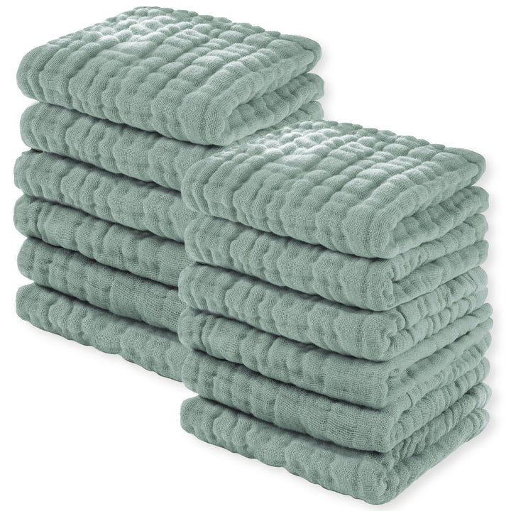 YOOFOSS Muslin Burp Cloths 100% Organic Cotton Baby Face towels 12 Pack Baby Washcloths for Showering 12"x12" Soft and Absorbent Baby Towels (Copy) (Copy)
