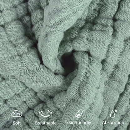 YOOFOSS Muslin Burp Cloths 100% Organic Cotton Baby Face towels 12 Pack Baby Washcloths for Showering 12"x12" Soft and Absorbent Baby Towels (Copy) (Copy)