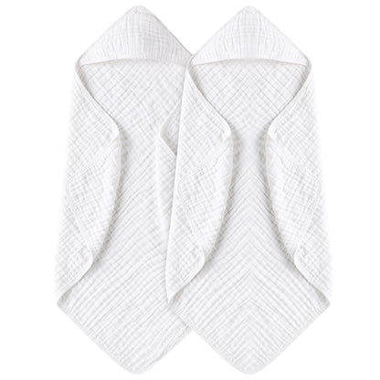 Large Hooded Baby Towels, Double White