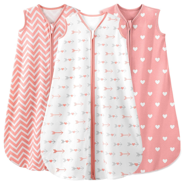 0.5 TOG Lightweight 100% Cotton Sleep Sacks,3 Pack-Pink Arrow