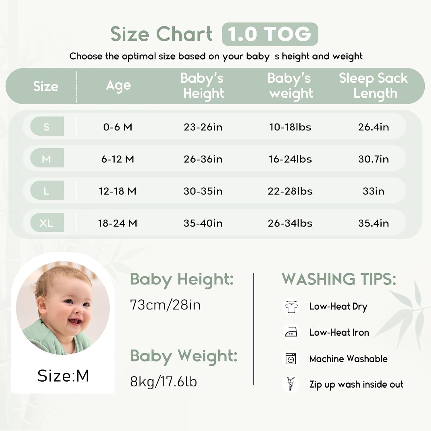 Bamboo Rayon Baby Sleep Sack, 1.0 TOG