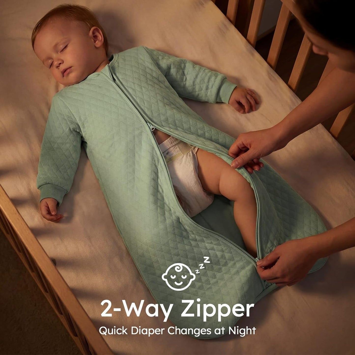 Yoofoss Organic Cotton Long Sleeve Baby Sleep Sack, 1.0 TOG