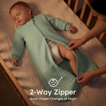 Yoofoss Organic Cotton Long Sleeve Baby Sleep Sack, 1.0 TOG