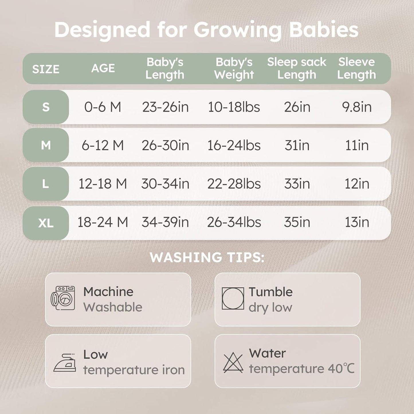 Yoofoss Organic Cotton Long Sleeve Baby Sleep Sack, 1.0 TOG