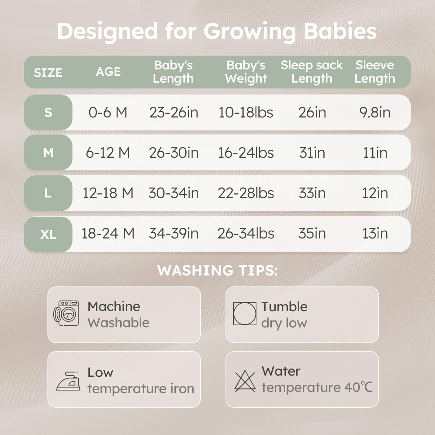 Yoofoss Organic Cotton Long Sleeve Baby Sleep Sack, 1.0 TOG