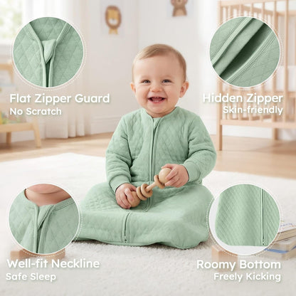 Yoofoss Organic Cotton Long Sleeve Baby Sleep Sack, 1.0 TOG