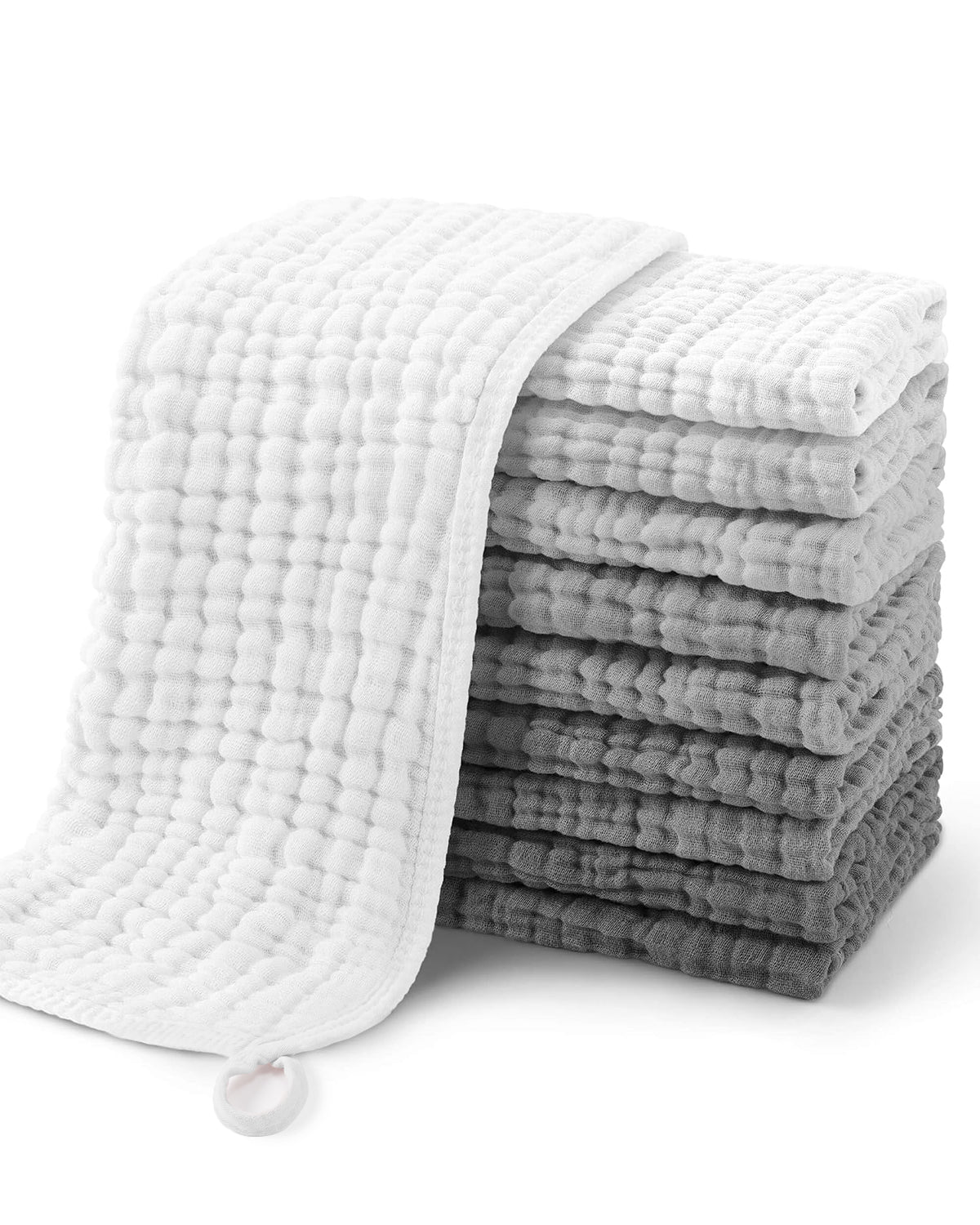Yoofoss Muslin Burp Cloths for Baby 10 Pack 100% Cotton Baby Large 20''X10'' Gradient Grey
