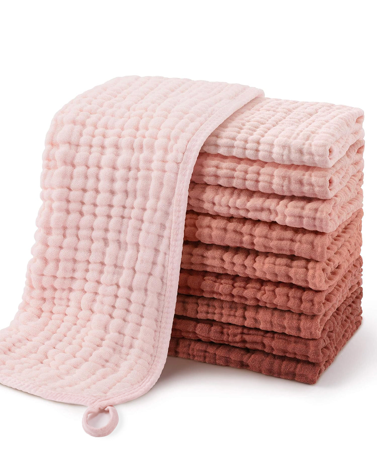 Yoofoss Muslin Burp Cloths for Baby 10 Pack 100% Cotton  Large 20''X10'' Gradient Pink