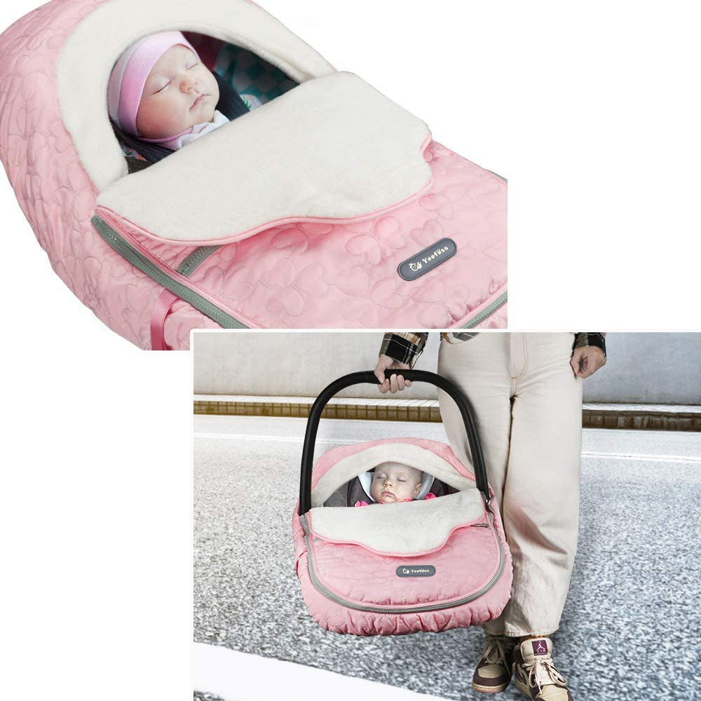 Yoofoss Baby Car Seat Cover Winter Carseat Canopies Cover to Protect Baby from Cold Wind, Super Warm Plush Fleece Baby Carrier Cover for Infant Boys Girls