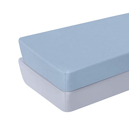 Yoofoss Baby Crib Sheets for Boys Girls, Fitted Crib Sheet 2 Pack for Standard Crib and Toddler Mattress, Super Soft Microfiber Baby Sheet 28x52x8in(Light Blue-Gray)