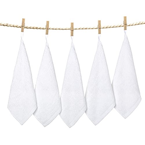 Yoofoss Luxury Bamboo Washcloths Towel Set 10 Pack Baby Wash Cloth for Bathroom-Hotel-Spa-Kitchen Multi-Purpose Fingertip Towels and Face Cloths 10'' x 10'' - White