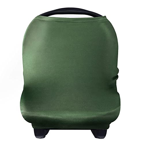 Yoofoss Nursing Cover Breastfeeding Scarf - Baby Car Seat Covers, Infant Stroller Cover, Strechy Carseat Canopy for Boys and Girls (Dark Green)