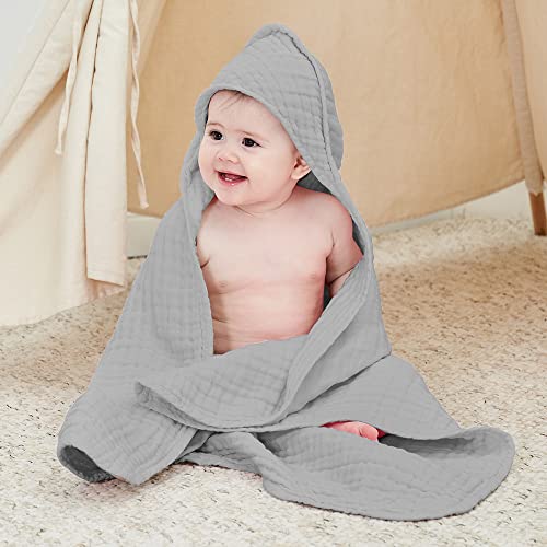 Large Hooded Baby Towels, Gary & White