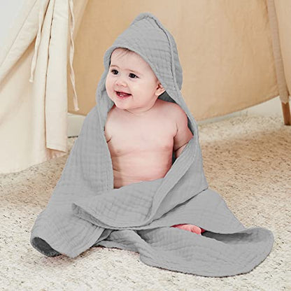 Large Hooded Baby Towels, Gary & White