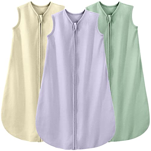 Yoofoss Baby Sleep Sack, Baby Wearable Blanket 100% Cotton 2-Way Zipper TOG 0.5 (3 Pack)
