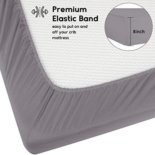 Yoofoss Baby Crib Sheets for Boys Girls, Fitted Crib Sheet 2 Pack for Standard Crib and Toddler Mattress, Super Soft Microfiber Baby Sheet 28x52x8in(Blue-Gray)