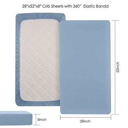 Yoofoss Baby Crib Sheets for Boys Girls, Fitted Crib Sheet 2 Pack for Standard Crib and Toddler Mattress, Super Soft Microfiber Baby Sheet 28x52x8in(Light Blue-Gray)
