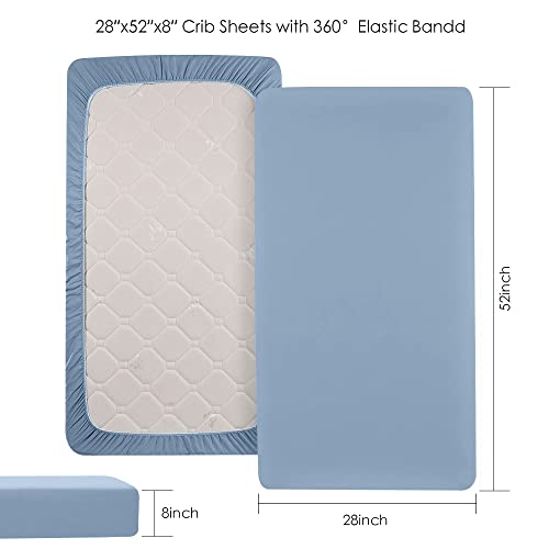 Yoofoss Baby Crib Sheets for Boys Girls, Fitted Crib Sheet 2 Pack for Standard Crib and Toddler Mattress, Super Soft Microfiber Baby Sheet 28x52x8in(Light Blue-Gray)
