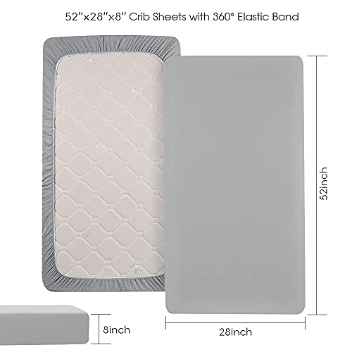 Crib Sheets Gray & White, 2 Pack