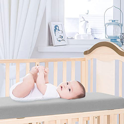 Crib Sheets Gray & White, 2 Pack