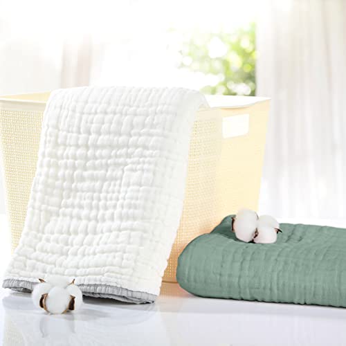 Large Hooded Baby Towels, Green & White