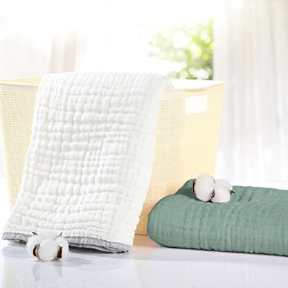 Large Hooded Baby Towels, Green & White