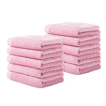 Bamboo Washcloths Towel Pink, 10 Pack