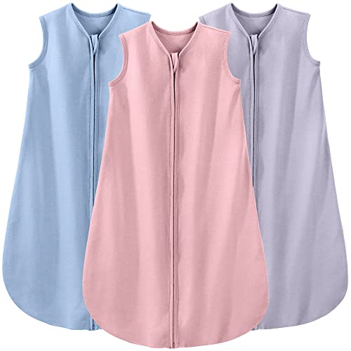 Yoofoss Baby Sleep Sack, Baby Wearable Blanket 100% Cotton 2-Way Zipper TOG 0.5 (3 Pack)