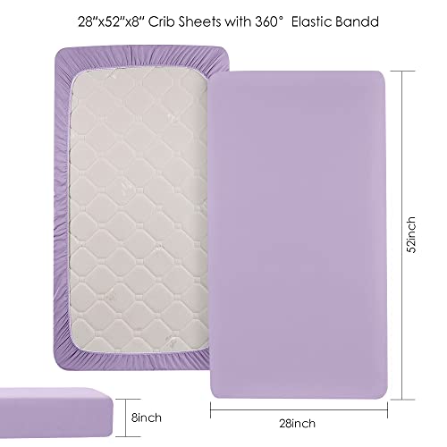 Yoofoss Baby Crib Sheets for Boys Girls, Fitted Crib Sheet 2 Pack for Standard Crib and Toddler Mattress, Super Soft Microfiber Baby Sheet 28x52x8in(Pink-Purple)