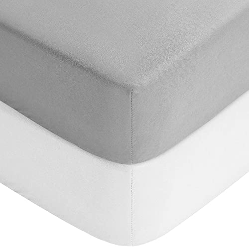Crib Sheets Gray & White, 2 Pack