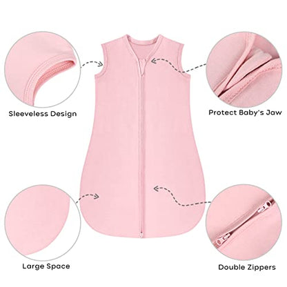 Yoofoss Baby Sleep Sack, Baby Wearable Blanket 100% Cotton 2-Way Zipper TOG 0.5 (3 Pack)