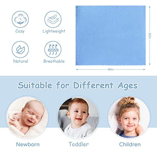 Yoofoss Baby Blankets - 100% Cotton Knit Receiving Blanket 30" x 40", Breathable Cozy Unisex Nursery Stroller Swaddle Blanket for Newborns, Infants, Toddler, Boys and Girls (0-2Yrs, Blue)