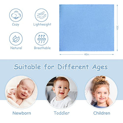 Yoofoss Baby Blankets - 100% Cotton Knit Receiving Blanket 30" x 40", Breathable Cozy Unisex Nursery Stroller Swaddle Blanket for Newborns, Infants, Toddler, Boys and Girls (0-2Yrs, Blue)