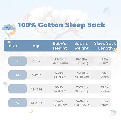 Yoofoss Baby Sleep Sack 6-12 Months Baby Wearable Blanket 100% Cotton 2-Way Zipper TOG 0.5 Toddler Sleeping Sack 3 Pack, Comfy Soft Lightweight Sleep Sacks for Babies(Medium)