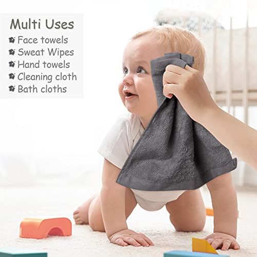Bamboo Washcloths Towel Dark Gray, 10 Pack