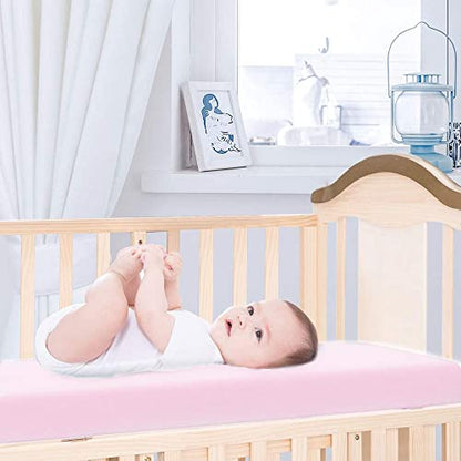 Yoofoss Baby Crib Sheets for Boys Girls, Fitted Crib Sheet 2 Pack for Standard Crib and Toddler Mattress, Super Soft Microfiber Baby Sheet 28x52x8in(Pink-Purple)