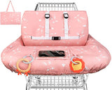Yoofoss Shopping Cart Cover for Baby, 2-in-1 High Chair Cover with Safety Harness, Multifunctional Cart Covers for Toddler, Universal Fit, Soft Padded Grocery Cart Cover for Baby Boy Girl - Pink
