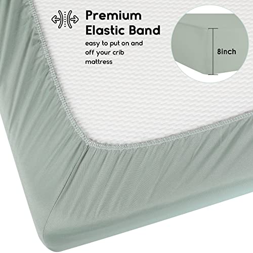 Yoofoss Baby Crib Sheets for Boys Girls, Fitted Crib Sheet 2 Pack for Standard Crib and Toddler Mattress, Super Soft Microfiber Baby Sheet 28x52x8in(Green-Brown)