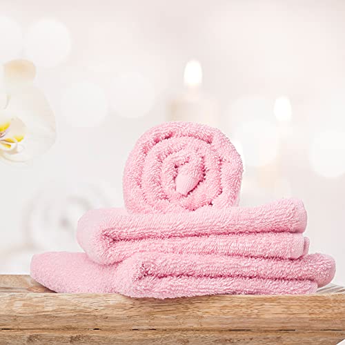 Yoofoss Luxury Washcloths Towel Set 10 Pack Baby Wash Cloth for Bathroom-Hotel-Spa-Kitchen Multi-Purpose Fingertip Towels and Face Cloths 10'' x 10'' - Pink