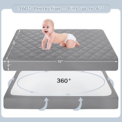 Waterproof Crib Mattress Protector Gray, 2 Pack