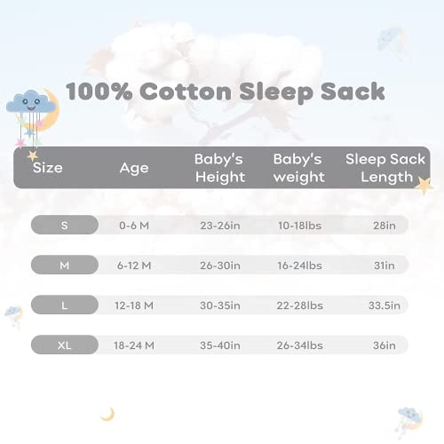 Yoofoss Baby Sleep Sack, 2.5 TOG Quilted Winter Wearable Blanket Thickened Baby Sleeping Bag 2-Way Zipper