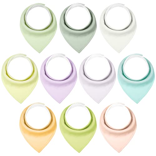 Yoofoss Baby Bibs 10 Pack Dribble Bandana Bibs 100% Cotton for Girls Drool Bibs for Teething Soft and Absorbent with Adjustable Snaps