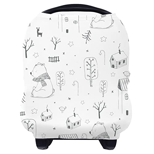 Yoofoss Nursing Cover Breastfeeding Scarf - Baby Car Seat Covers, Infant Stroller Cover, Strechy Carseat Canopy for Boys and Girls (Bear)