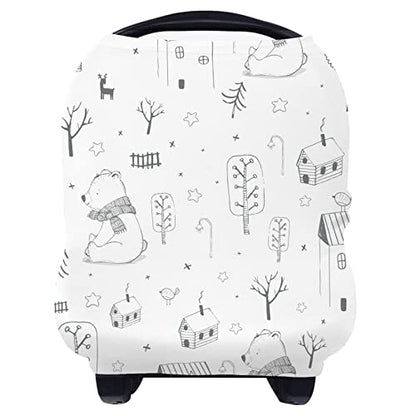 Yoofoss Nursing Cover Breastfeeding Scarf - Baby Car Seat Covers, Infant Stroller Cover, Strechy Carseat Canopy for Boys and Girls (Bear)