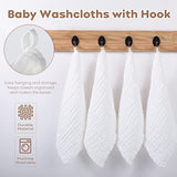 Yoofoss Muslin Baby Washcloths 100% Cotton Face Towels 10 Pack Wash Cloths for Baby 12x12in Soft and Absorbent Baby Wipes (White)