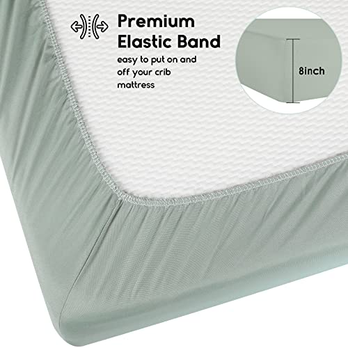 Yoofoss Baby Crib Sheets for Boys Girls, Fitted Crib Sheet 2 Pack for Standard Crib and Toddler Mattress, Super Soft Microfiber Baby Sheet 28x52x8in(Green+Leaf)