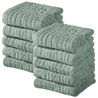 Baby Washcloths Dark Green, 10 Pack