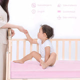 Yoofoss Baby Crib Sheets for Boys Girls, Fitted Crib Sheet 2 Pack for Standard Crib and Toddler Mattress, Super Soft Microfiber Baby Sheet 28x52x8in(Pink-Purple)